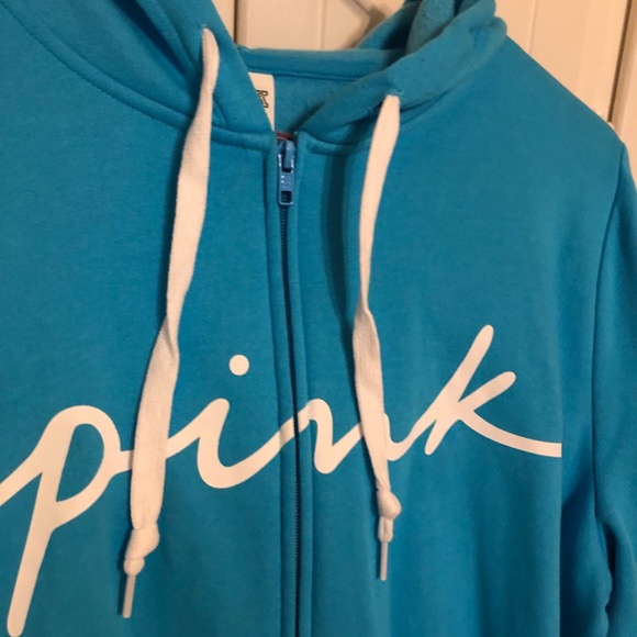 Pink by Victoria’s Secret- Teal Hoodie with Zip Front - Picture 6 of 7